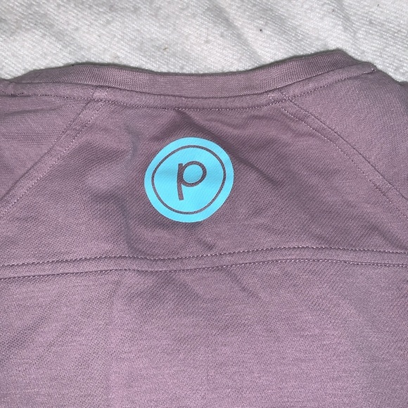 Pure barre cropped sweat shirt lavender mauve with aqua logo small hard to find - Picture 7 of 7